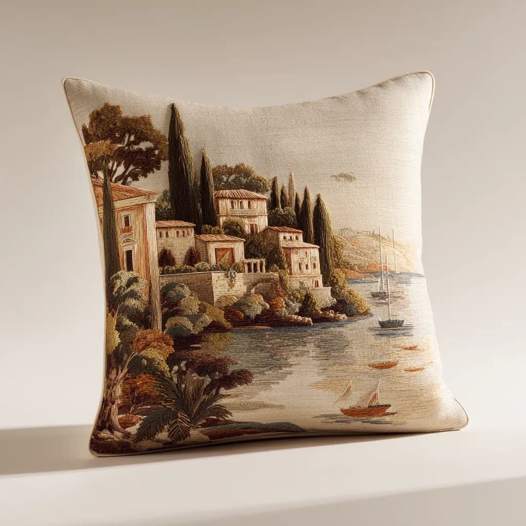 Heritage illustrated cushion for a home textiles collection